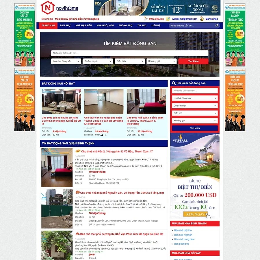 Mẫu Website bất động sản 38 chuẩn đẹp