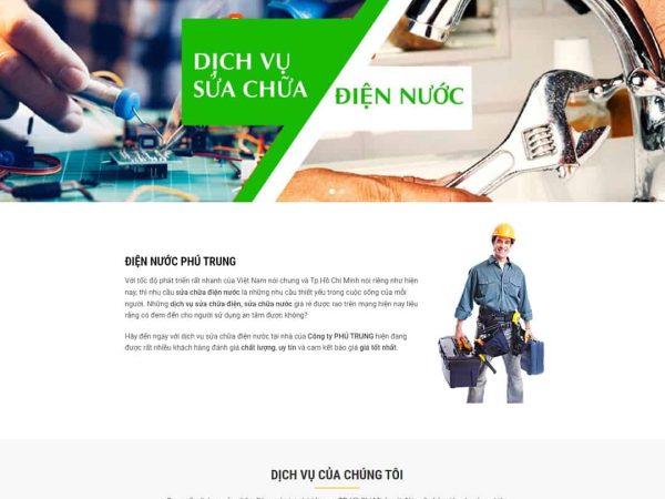 Mẫu website dịch vụ sửa chữa điện nước